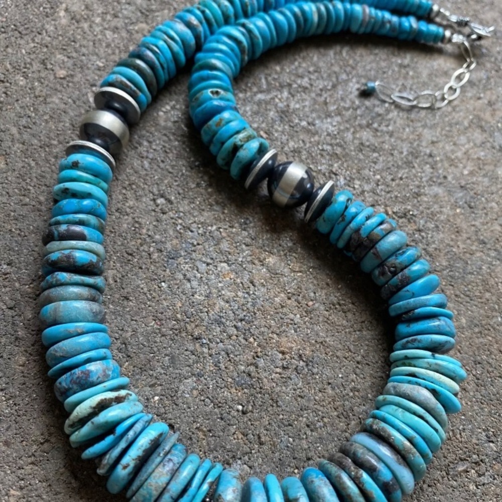 Sterlingsilver Graduated Blueturquoisebeadnecklace - image 7